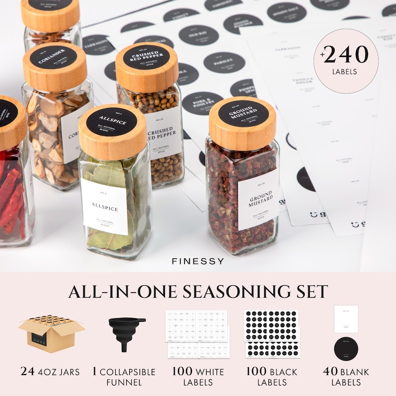 Glass Spice Jars with Bamboo Lids - Thumbnail 5