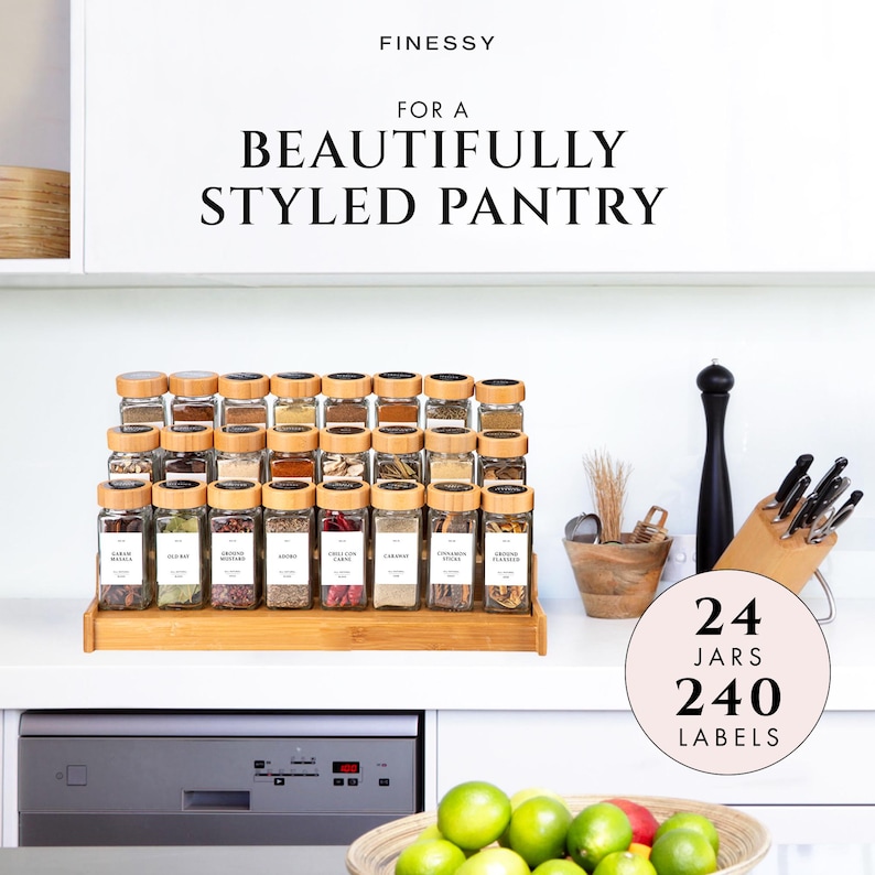 Glass Spice Jars with Bamboo Lids - Thumbnail 4