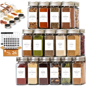 Spice Jars with Labels | Spice Set with 240 Farmhouse Stickers