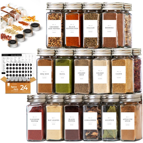 Spice Jars with Labels | Spice Set with 240 Farmhouse Stickers