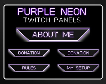 Purple Neon Twitch Panels- Twitch Streaming Starter Pack