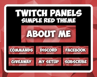 Simple Aesthetic Red Twitch Panels- Twitch Streaming Starter Pack