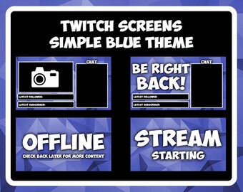 Simple Aesthetic Blue Twitch Screens- Twitch OBS Overlay Pack