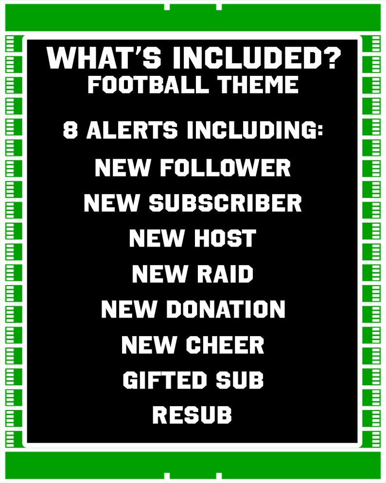 Football Themed Twitch Alerts- OBS Streaming Extension Pack - Etsy