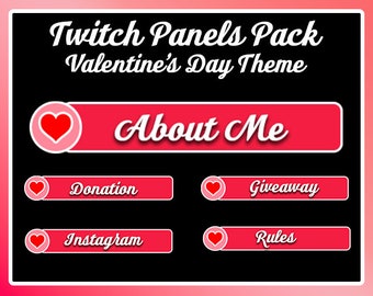 Valentine's Day Themed Twitch Panels- Twitch Streaming Starter Pack