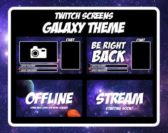 Galaxy Theme Twitch Screens- Twitch OBS Overlay Pack