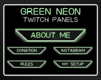 Green Neon Twitch Panels- Twitch Streaming Starter Pack
