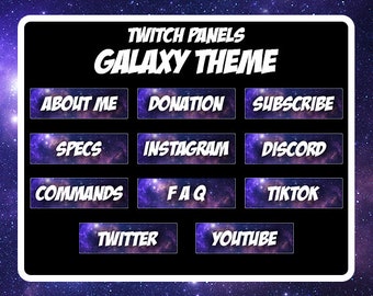 Galaxy Theme Twitch Panels - Twitch Stream Starter Pack