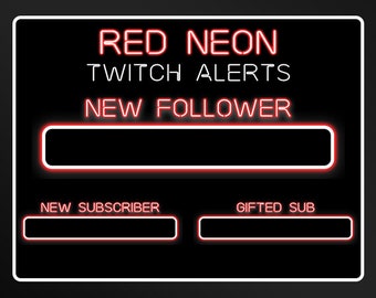 Red Neon Twitch Alerts- OBS Streaming Extension Pack