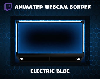 Animated Blue Electric Webcam Border- OBS Streaming Extension Pack