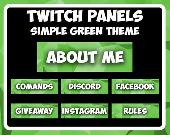 Simple Aesthetic Green Twitch Panels Pack- Twitch Streaming Starter Pack