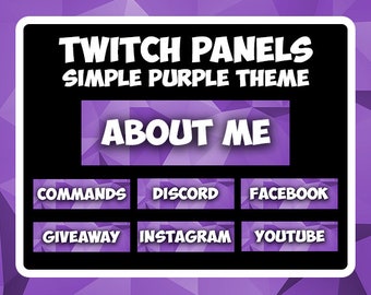 Simple Aesthetic Purple Twitch Panels- Twitch Streaming Starter Pack