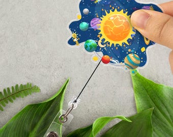 Planets Badge Reel, Id Holder, Cute Solar System Badge Reel, Badge Reel, Teacher Badge Reel, Science Badge Reel NGYR10