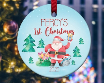 Baby's First Christmas Decoration | Keepsake Christmas Bauble Gift Ceramic Ornament | Personalised Baby's 1st Christmas Decoration C1MP17