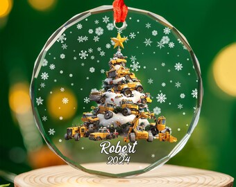 Construction Truck Name Christmas Ornament, Personalized Christmas Kids Ornament, Custom Name And Year Boys Ornament, Christmas Gifts SK3N08