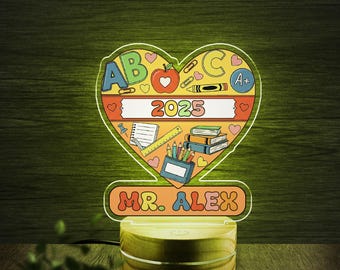 Personalized Teacher Name Night Light, Custom School Night Light Classroom Decor, Back To School Gift, Teacher Appreciation Gift NGSY15