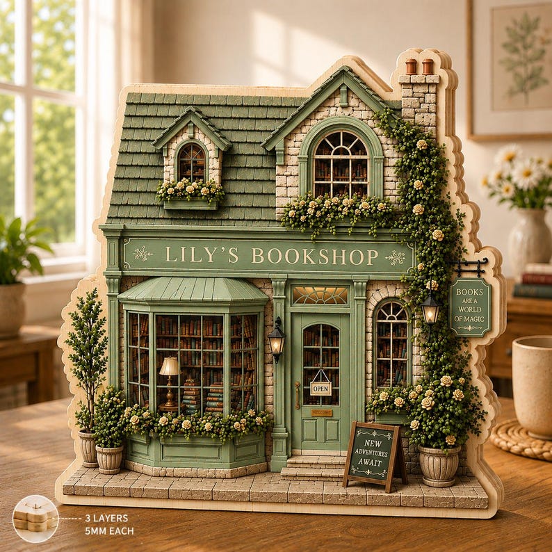 Personalized Bookshop Wooden Block, Book Lover Decor, Custom Bookstore Gift For Readers And Librarians B1FT63 Style 6