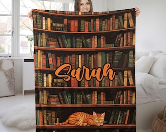 Personalized Book Blanket, Vintage Books Blanket, Cozy Throw Blankets, Gift For Reading Lover, Bookworm, Reader Gift, Gift for her KCU518