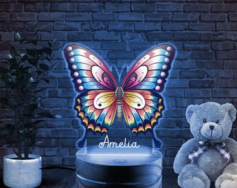 Custom night light kids gift room personalized led lights butterfly forest friends moonlight stars rainbow night light gift roomdecor BYMJ16