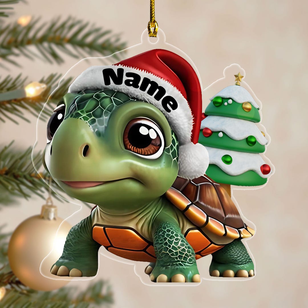 Personalized Turtle Xmas Ornament, Custom Turtle Xmas Ornament Gift ...