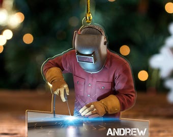Personalized Name Welder Ornament Christmas, Welder Tool Ornament, Gift For Welder, Christmas Ornament Welder Outfit, Custom Welder BZKW12