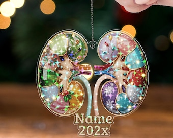 Anatomical Kidneys Ornament, Flat 2D Kidneys Ornament, Gift for Dialysis Nurse, Double Kidney Ornament, Kidney Nurse, Nurse Crew Gift NGWS30