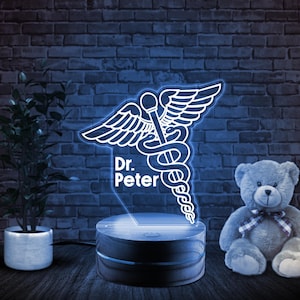 Personalized Night Light Lamp with Medicine Sign as Thank You Gift for Doctor,Perfect Doctor GiftCustomized,Custom Night Lamp for Him BYMK32