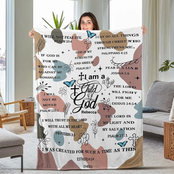 I Am A Child Of God Blanket, Bible Verse Blanket, Faith In God Religious Blanket,Christian Blanket,Custom Name Blanket,Christian Gift BXLN13