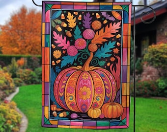 Pumpkin Fall Garden Flag, Rustic Autumn Outdoor Flag, Farmhouse Porch Decoration, Harvest Season Yard Flag,Thanksgiving Pumpkin Decor NGTV02