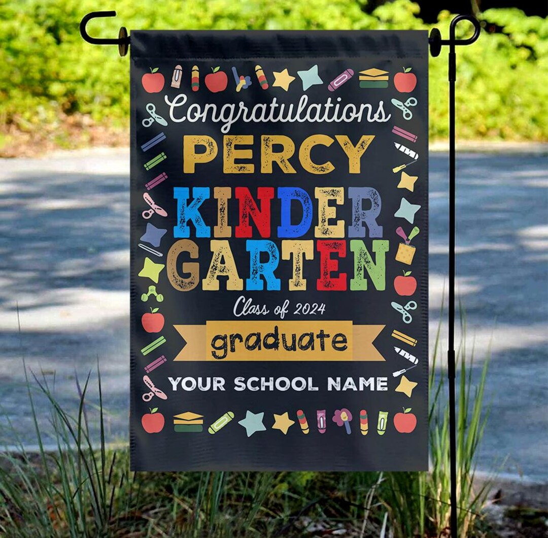 Personalized Kindergarten Graduation Garden Flag, Elementary Preschool ...