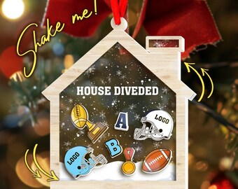 Custom House Divided Shaker Ornament, Sport Team House Divided Baseball,Basketball Team Ornament,American Football Christmas Ornament NFXO11