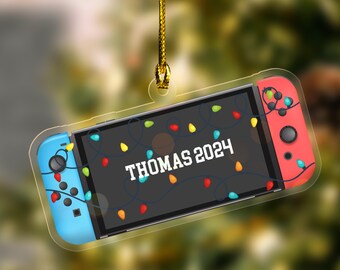 Custom Name Gaming Hand Play Xmas Light Shape Flat Ornament,Gaming Ornament,Gamer Xmas Ornament,Video Game Ornament Gift for Boys D1MG10