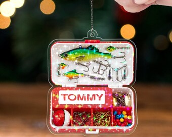 Personalized Fishing Tackle Box 2D Flat Ornament, Custom Name Christmas ...