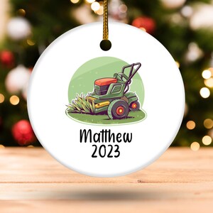Lawn Mower Christmas Ornament Personalized, Mowing Grass, Lawn Care Worker, Landscapers, Cutting The Grass, Push Mower Gift For Lawn TK4310