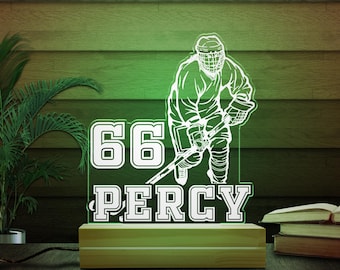 Personalized Hockey Night Light-Custom LED Lamp for Players,Perfect Gift for Hockey Fans,Unique Sports Room Decor,Nightlight for Kids D2GE06