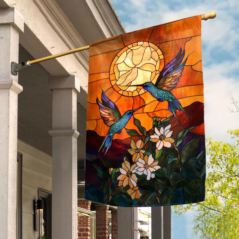 Stained Glass Hummingbird Garden Flag, Spring Summer House Flag Fall ...