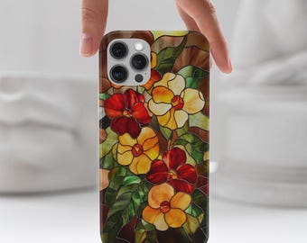 Stained Glass Marigold Phone Case | Mosaic Wildflower Boho Aesthetic Design | Summer Tough Case for iPhone SS  Unique Valentine Gift BYM213