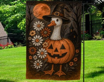 Boo Ghost Goose Garden Flag, Halloween Goose Flag, Halloween Autumn Flag, Skeleton Goose, Halloween Pumpkin Goose Garden Flag G5ME10