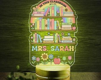 Personalized Teacher Appreciation Night Light, Custom Thank You Teacher Night Light, Back to Shool, Appreciation Gift for Teacher NGSY14