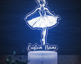 FULLOSUN 3D Ballerina Night Light – Hologram Illusion Lamp With 16-Color Remote, USB/Battery Powered, Great Gift For Girls & Women