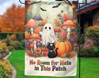 Kindness Fall Ghosts Garden Flag, Fall Garden Flag, Halloween Garden Flag, Spooky Garden Decor, Fall of the Patriarchy, Liberal NGTL17