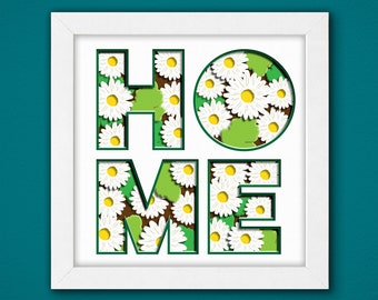 Home Flower Shadow Box 3D Svg,Home Flower 3D Light Box Svg,Home Flower Svg ,3D Home Svg,Layered Cardstock Art,3D Digital Download