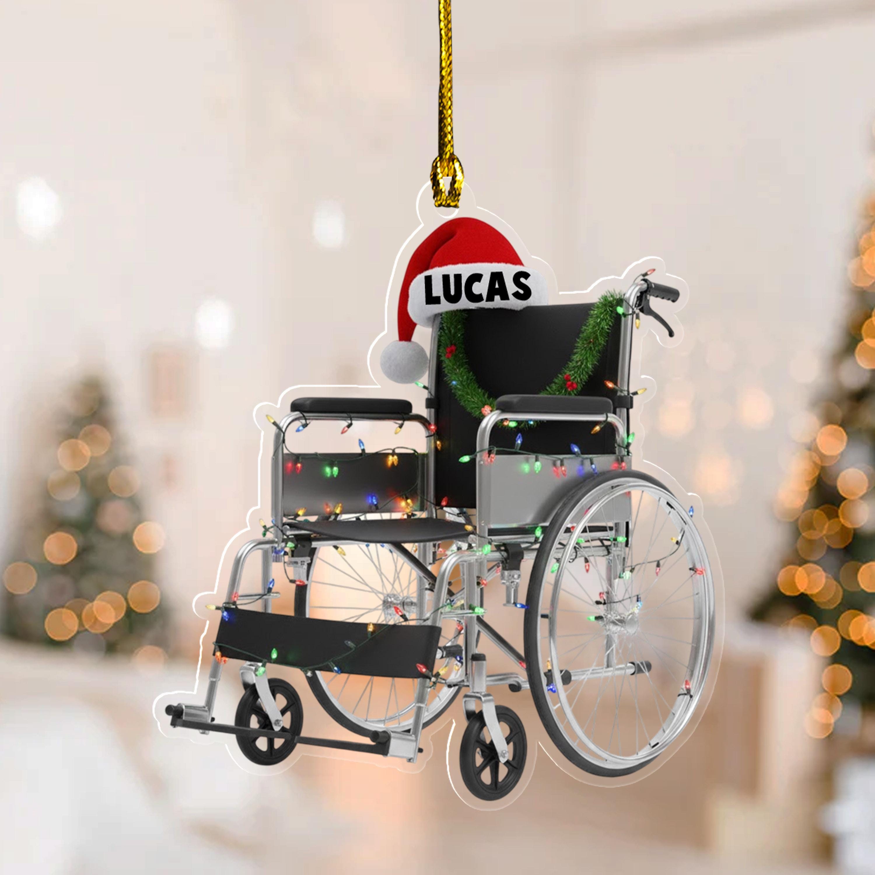 Personalized Wheelchair Christmas Ornament, 2D Flat Acrylic Decoration ...