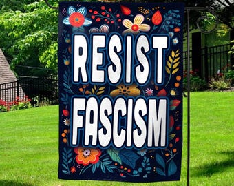 Resist Fascism Flag Anti FDT Flag Retro Feminist Yard Sign Pro Choice Protest Gift Leftist Democrat LGBTQ Rainbow FDT C1JH10