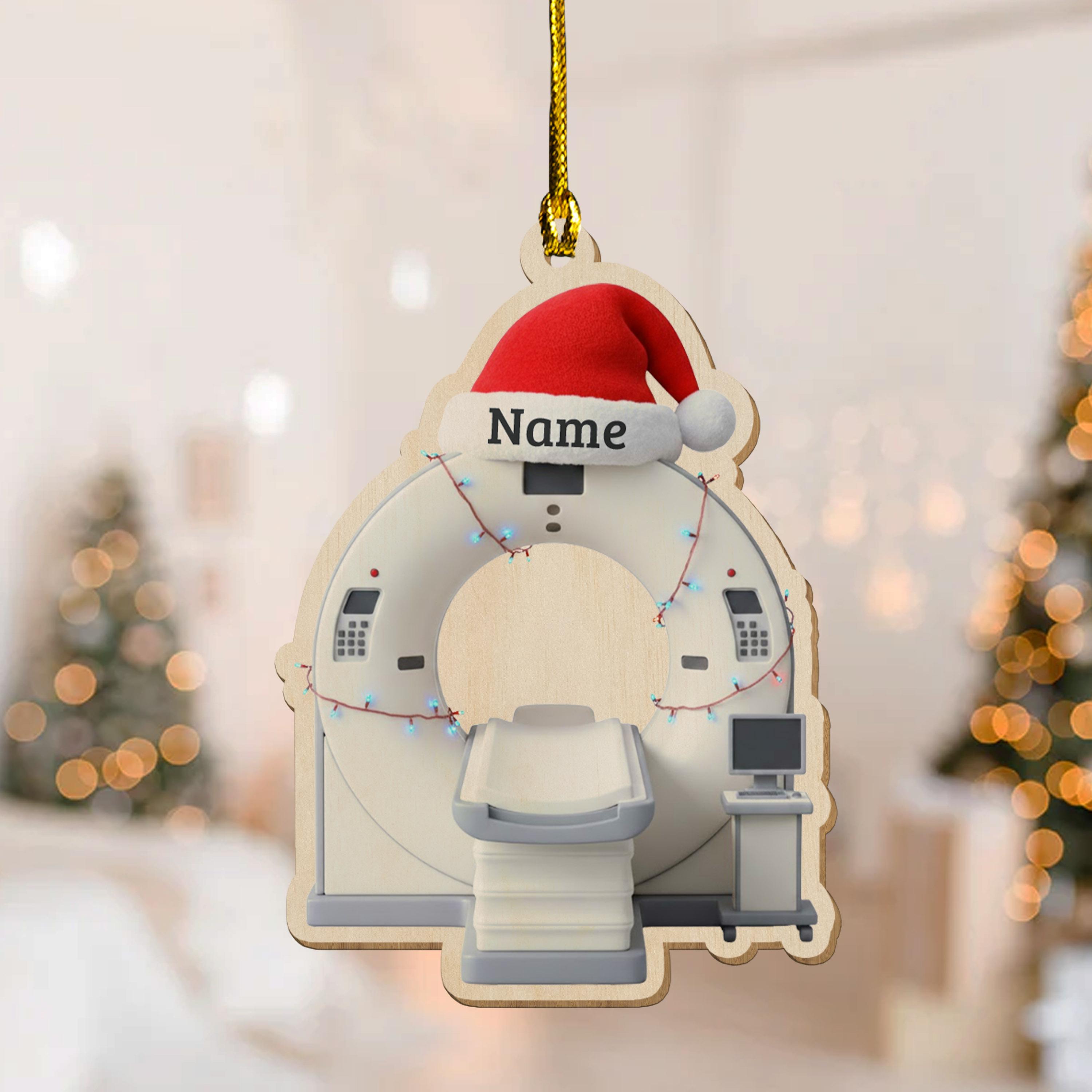 Custom Name MRI Machine Christmas Ornament, Flat 2D Ornament, Medical ...