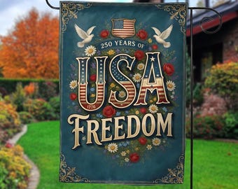 4th of July Anniversary Independence Day Flag: Floral Patriotic Anniversary Yard Decor C2FK21