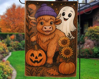 DLZDN Gartenflagge – Welcome Easter Highland Cow, 30,5 X 45,7 Cm, Doppelseitig Bedruckt