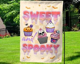 Sweet and Spooky Garden Flag, Summer Garden Flag,Cute Creepy Garden Flags, Funny Yard Flag,Summer Garden Flag, Housewarming Gift D2IB02