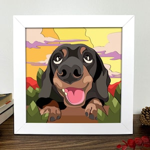Dachshund Shadow Box 3D Svg,Dachshund 3D Svg ,Dachshund 3D Box Svg ,Dachshund Light Box Svg ,Layered Cardstock Art, Shadow Box Template