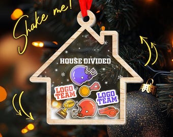 Personalized House Divided Ornament Shaker/Football Team Christmas Ornament/Sports Team Ornament/Custom American Football Team Xmas NFWD12